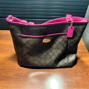 COACH Pink and Brown Tote Bag